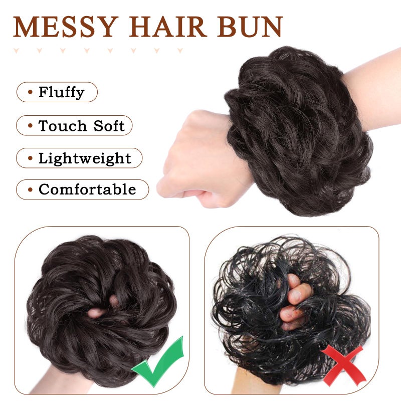MORICA Messy Hair Bun Hair Scrunchies Extension Curly Wavy Messy Bun Hair Synthetic Chignon Hairpieces for Women(4#) - Image 4